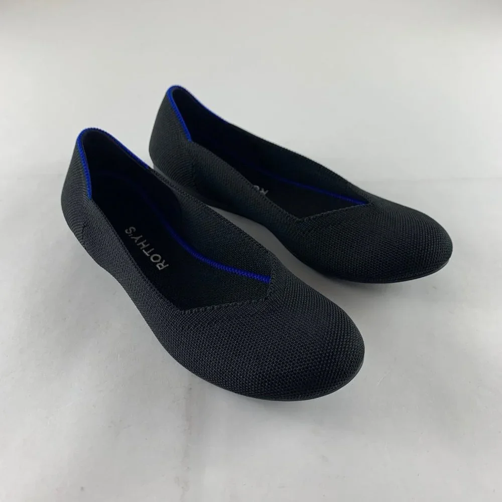 ROTHY's Black Rounded Toe Knit Flats 8